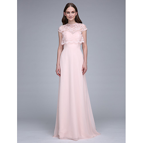 

Sheath / Column Sweetheart Neckline Sweep / Brush Train Chiffon Bridesmaid Dress with Lace / Convertible Dress