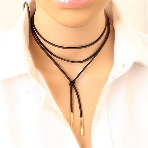 

Women's Choker Necklace Y Necklace Long Ladies Personalized Tattoo Style Gothic Leather Alloy Black Silver Necklace Jewelry For Party Casual Daily / Tattoo Choker Necklace