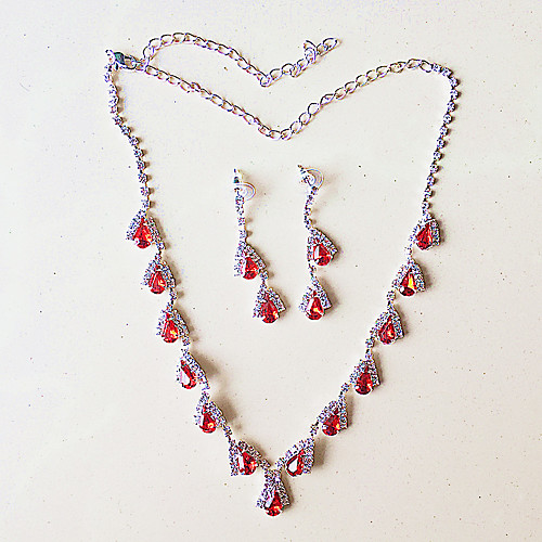 

Women's Necklace / Earrings Ladies Silver Plated Earrings Jewelry Red For Wedding Party Masquerade Engagement Party Prom Promise