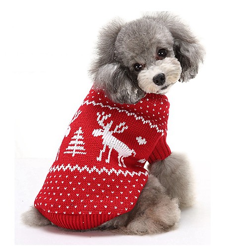 

Cat Dog Sweater Puppy Clothes Reindeer Keep Warm Christmas Winter Dog Clothes Puppy Clothes Dog Outfits Red Blue Costume for Girl and Boy Dog Cotton XS S M L XL XXL