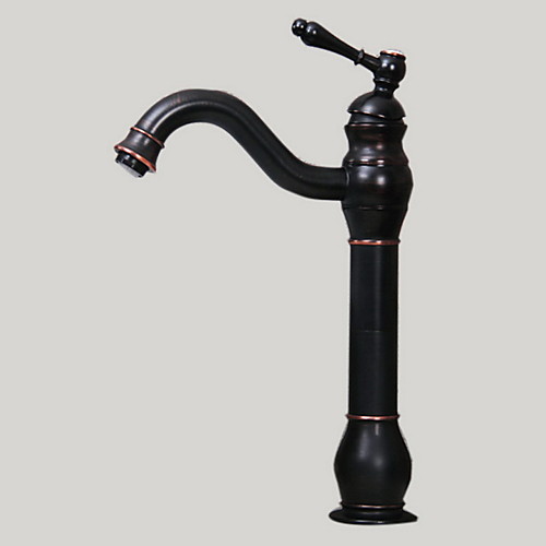 

Antique Brass Bathroom Sink Faucet,Black Oil-rubbed Bronze Widespread Single Handle One HoleBath Taps,with Zinc Alloy Handle,Hot and Cold Switch and Ceramic Valve
