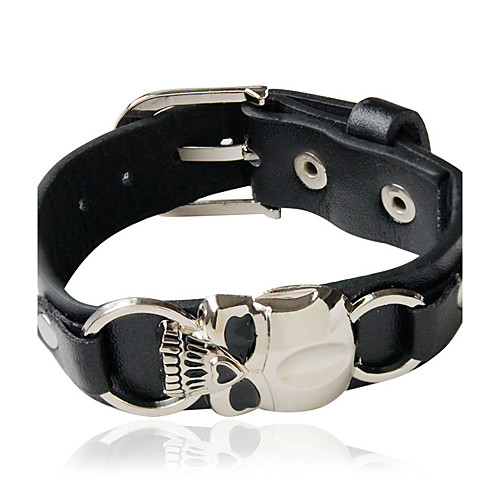 

Men's Women's Couple's Leather Bracelet Skull Personalized Leather Bracelet Jewelry Silver / Black For Daily Casual