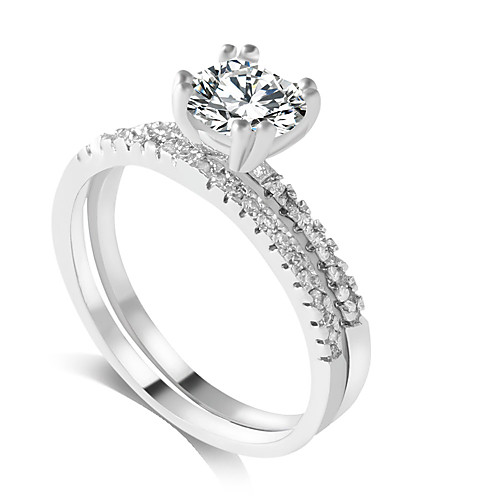 

Band Ring Silver Zircon Alloy Princess Classic Fashion 6 7 8 9 / Women's / Wedding / Party / Daily / Casual