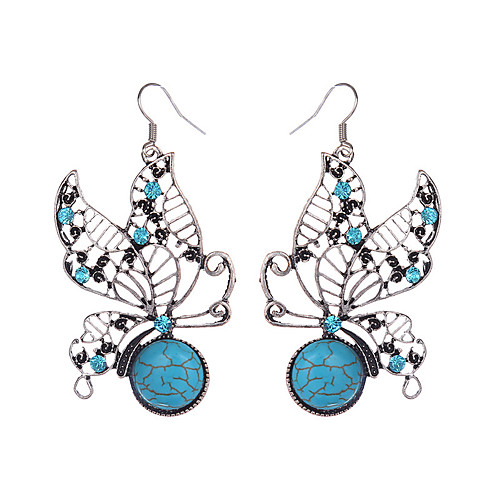 

Women's Girls' Drop Earrings Animal Cheap Ladies Bohemian Vintage Rhinestone Silver Plated Earrings Jewelry Blue For Daily Casual 1pc / Turquoise