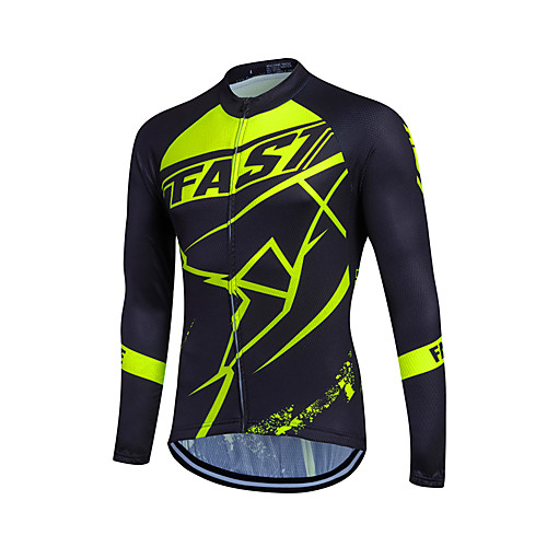 

Fastcute Women's Men's Long Sleeve Cycling Jersey Winter Summer Coolmax Polyester Black / Green Plus Size Bike Sweatshirt Jersey Top Mountain Bike MTB Road Bike Cycling Quick Dry Breathable