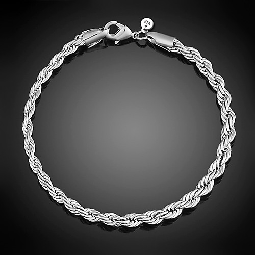 

Women's Chain Bracelet Twisted Ladies Punk Inspirational Sterling Silver Bracelet Jewelry Silver For Wedding Party Daily Casual Sports