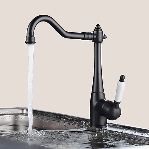 

Oil-rubbed Bronze Kitchen Faucet,Black Single Handle One Hole StandardSpout Faucet Set With Hot and Cold Water