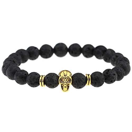 

Women's Men's Couple's Onyx Agate Charm Bracelet Bead Bracelet Skull Chakra Ladies Personalized Bohemian Fashion Vintage Agate Bracelet Jewelry Silver / Gold For Party Casual Daily Sports