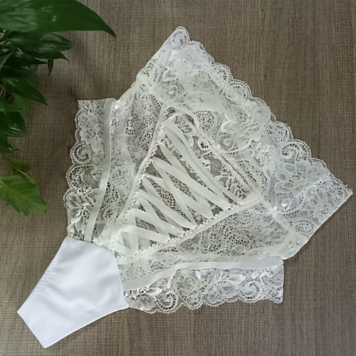

Women's Lace Solid Colored Ultra Sexy Panty Mid Waist Lace White S
