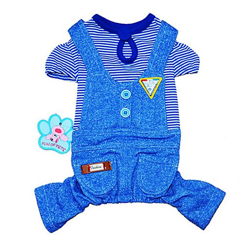 

Cat Dog Jumpsuit Puppy Clothes Stripes Fashion Holiday Winter Dog Clothes Puppy Clothes Dog Outfits Blue Pink Costume for Girl and Boy Dog Cotton XS S M L XL