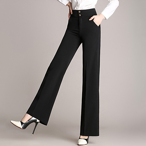 

Women's Plus Size Work Wide Leg Business Pants - Solid Colored Wine Black Navy Blue S / M / L