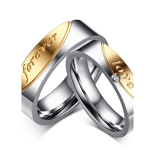 

Men's Women's Couple Rings Band Ring Groove Rings Cubic Zirconia Gold / Silver Zircon Titanium Steel Tassel Vintage Fashion Wedding Party Jewelry Heart Relationship