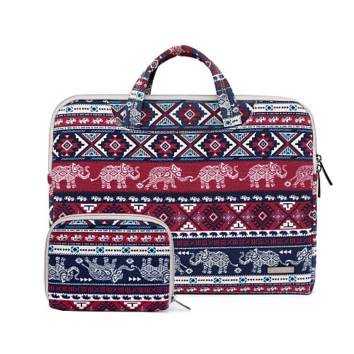 

11.6 13.3 15.6 Canvas Elephant Animal Pattern Laptop Briefcase Handbags for Macbook/Surface/HP/Dell/Samsung/Sony Etc