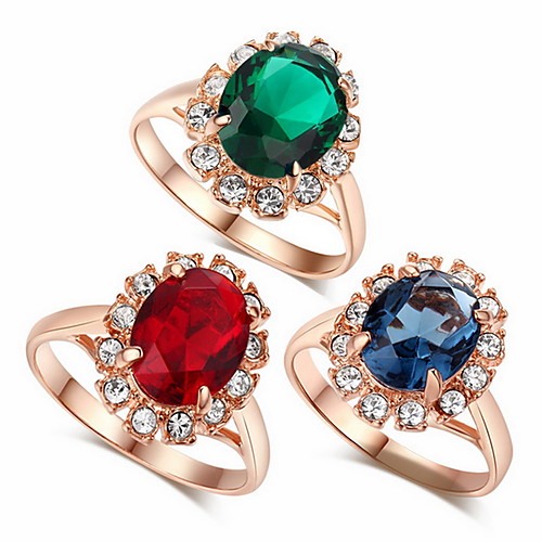 

Band Ring Cubic Zirconia Red Blue Green Zircon Alloy Cocktail Ring Statement Fashion / Statement Ring / Women's