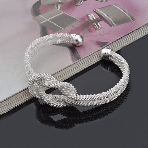 

Women's Bracelet Bangles Cuff Bracelet Love knot Twisted Knot Ladies Punk Inspirational Italian Sterling Silver Bracelet Jewelry Silver For Christmas Gifts Wedding Party Casual Daily Sports