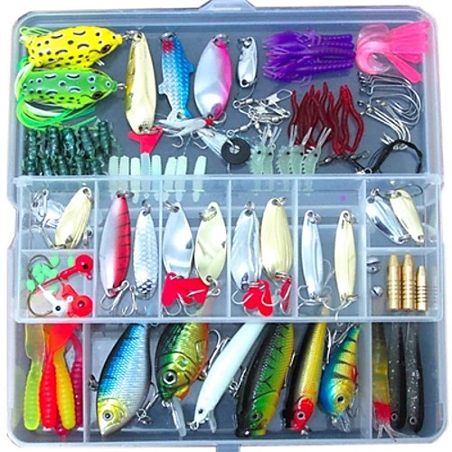 

141pcs Freshwater Fishing Lures Kit Fishing Tackle Box with Tackle Included Frog Lures Fishing Spoons Saltwater Pencil Bait Grasshopper Lures for Bass Trout Bass Salmon