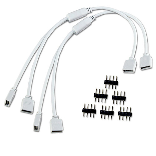 

2PCS/Lot 1 to 2 Ports Female Connection Cable 4 Pin Splitter for LED Color Changing Strip Lights get free 6Pcs Pins