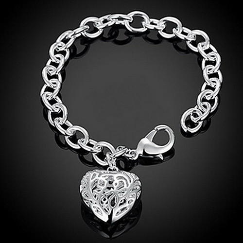 

Women's Chain Bracelet Charm Bracelet Hollow Out Twisted Heart Love Hollow Heart Ladies Personalized Fashion Sterling Silver Bracelet Jewelry Silver For Christmas Gifts Wedding Party Casual Daily