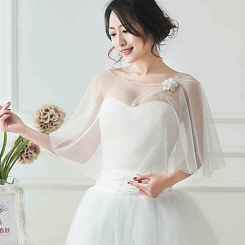 

Sleeveless Shawls Tulle Wedding / Party Evening Women's Wrap With Flower