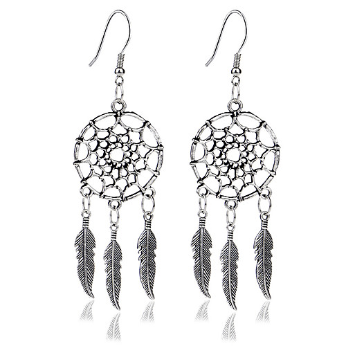 

Women's Girls' Crystal Drop Earrings Leaf Feather Ladies Tassel Bohemian Fashion Vintage Native American Crystal Rhinestone Gold Plated Earrings Jewelry Silver For Party Casual Daily 1pc / Turquoise