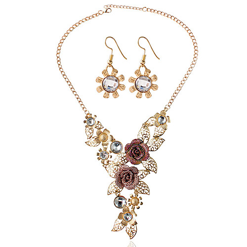 

Women's Bridal Jewelry Sets Earrings Jewelry Gold For Wedding Party / Necklace
