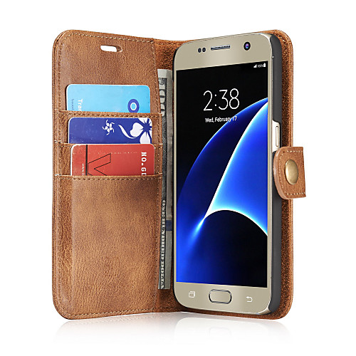 

Кейс для Назначение SSamsung Galaxy Samsung Galaxy S7 Edge Бумажник для карт / Флип Чехол Однотонный Твердый Настоящая кожа для S7 edge / S7