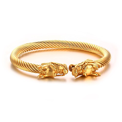 

Men's Cuff Bracelet Dragon Animal Personalized Fashion Punk Hip-Hop Stainless Steel Bracelet Jewelry Golden / Silver For Party Birthday Gift Casual Daily Graduation / Gold Plated