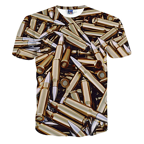 

Men's T shirt Print Short Sleeve Daily Tops Gold