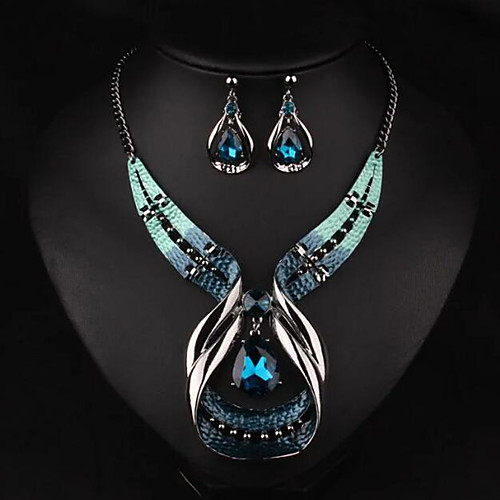 

Women's Jewelry Set Pendant Necklace Necklace / Earrings Twisted Drop Ladies Luxury Elegant Fashion European Earrings Jewelry Gold / Blue For Party Wedding Casual Daily Masquerade Engagement Party 1