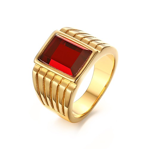 

Men's Band Ring thumb ring Golden Stainless Steel Rhinestone Gold Plated Ladies Personalized Asian Party Daily Jewelry / Imitation Diamond