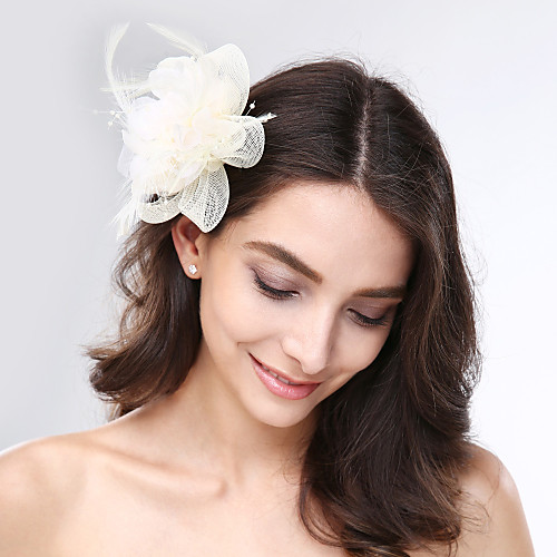 

Tulle / Feather / Net Fascinators / Headwear with Floral 1pc Wedding / Special Occasion / Horse Race Headpiece