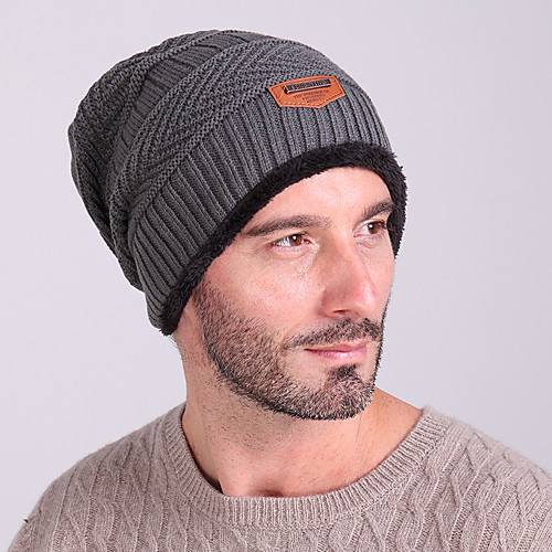 

Ski Skull Cap Beanie / Hat Ski Hat Men's Thermal Warm / Windproof Snowboard Wool Fabric Solid Colored Winter Sports Winter