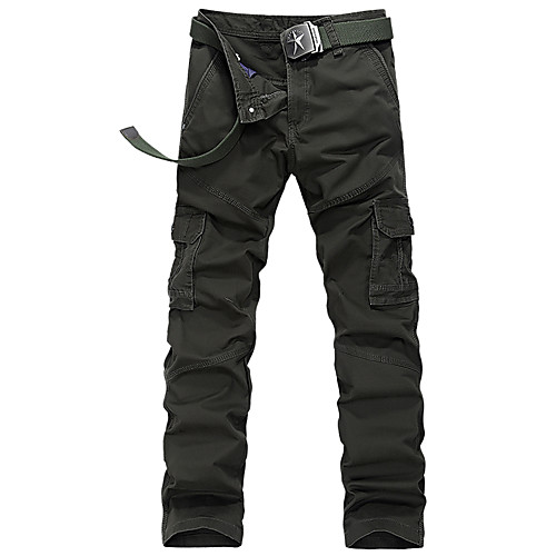 

Men's Active Streetwear Military Plus Size Cotton Daily Sports Weekend Straight Loose Chinos Pants Solid Colored Full Length Black Yellow Army Green