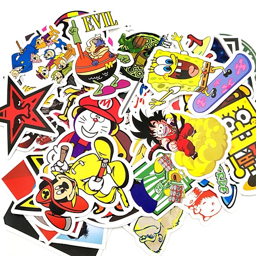 

50 Pcs/ Pack Random Stickers Car Styling Funny Car Sticker Doodle Motorcycle Bike Travel Doodle