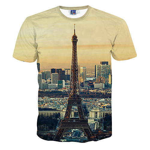 

Men's T shirt Graphic Print Short Sleeve Daily Tops Active Yellow