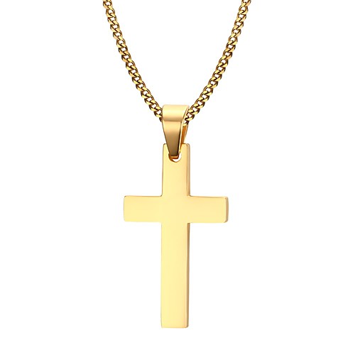 

Men's Pendant Necklace Cross Ladies Personalized Fashion Stainless Steel Gold Plated Yellow Gold Golden Necklace Jewelry For Christmas Gifts Casual Daily