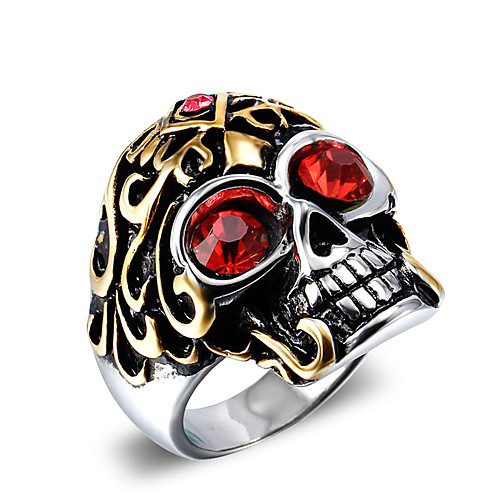 

Statement Ring Engraved Red Blue Zircon Titanium Steel Vintage Punk Hip-Hop 7 8 9 10 11 / Men's