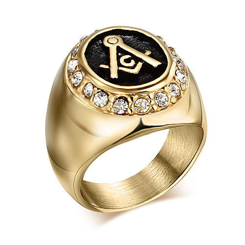 

Men's Statement Ring / Masonic Rings Synthetic Diamond Gold Titanium Steel Personalized / Vintage / Punk Christmas Gifts / Daily / Casual Costume Jewelry