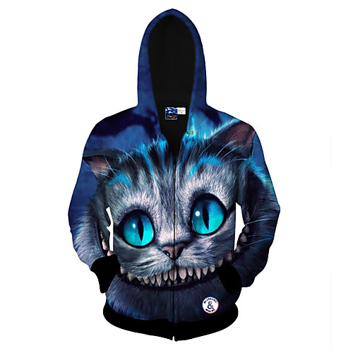 

Men's Hoodie Jacket 3D Animal Print Round Neck Halloween Daily Sports Active Hoodies Sweatshirts Long Sleeve Black / Fall / Winter / Spring