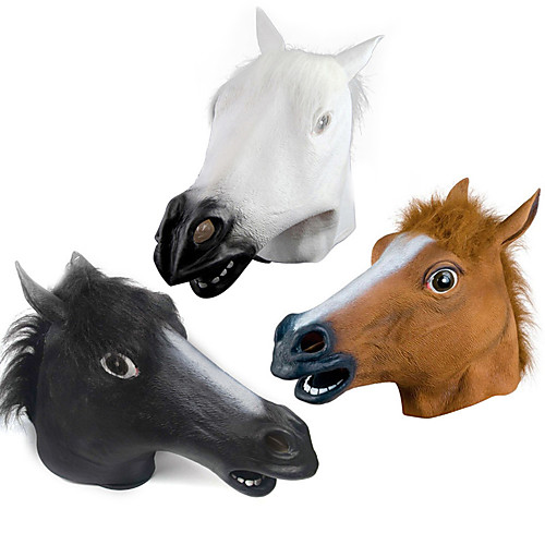 

Halloween Novelty Creepy Rubber Animal Mane Horse Head Mask Head Halloween Masquerade Cosplay Mask Party Costume Prop