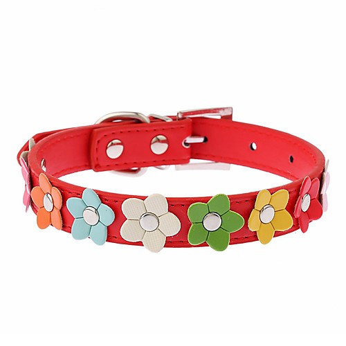 

Cat Dog Collar Adjustable / Retractable Running Hands free Casual Cosplay Flower PU Leather Red Pink