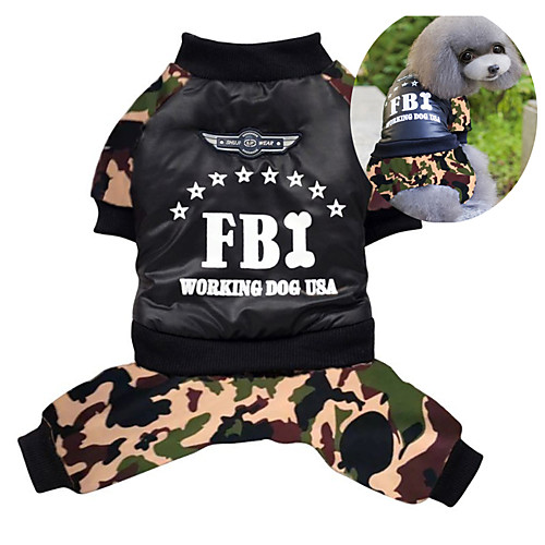 

Dog Coat Jumpsuit Dog Clothes Police / Military Green Cotton Costume For Spring & Fall Winter Men's Women's Cosplay Keep Warm