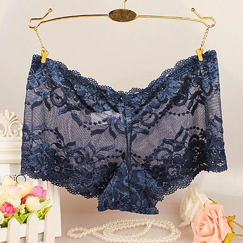 

Women's Plus Size Solid Colored Shorties & Boyshorts Panties Low Waist Sexy Lace Purple M