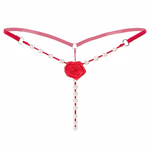 

Women's Beaded Solid Colored G-strings & Thongs Panties Low Waist Erotic Red One-Size