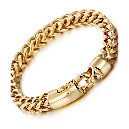 

Men's Chain Bracelet Wheat Baht Chain Luxury Fashion Hip-Hop Hip Hop 18K Gold Plated Bracelet Jewelry Golden / Silver For Party Street Gift Casual Daily / Stainless Steel / Titanium Steel