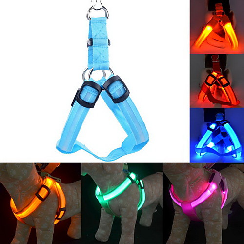 

Cat Dog Leash Training Safety Light Light Up Harness LED Lights Adjustable / Retractable Solid Colored Nylon Yellow Dark Red Blue Pink Orange