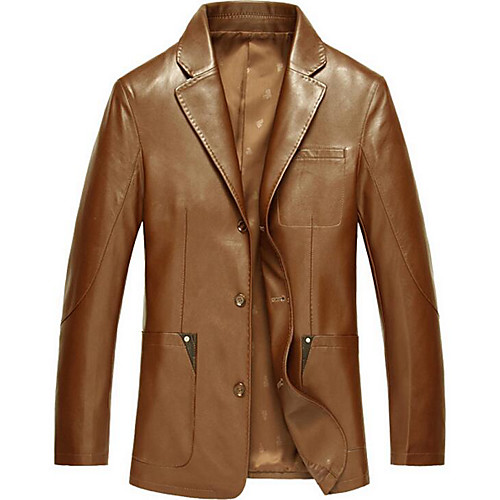 

Men's Fur Coat Office / Career Winter Regular Coat Regular Fit Elegant & Luxurious Jacket Long Sleeve Solid Color Black Brown
