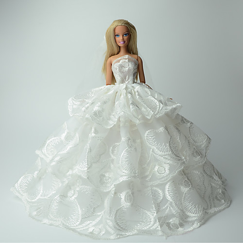 

Doll Dress Wedding Print Lace Organza Handmade Toy for Girl's Birthday Gifts / Kids