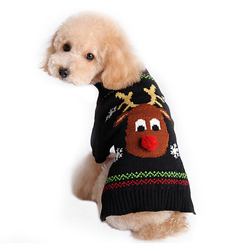 

Cat Dog Sweater Puppy Clothes Reindeer Holiday Christmas Winter Dog Clothes Puppy Clothes Dog Outfits Black Costume for Girl and Boy Dog Cotton XS S M L XL XXL