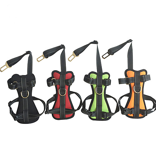 

Dog Harness Car Seat Harness / Safety Harness Waterproof Breathable Adjustable / Retractable For Car Running Vest Sponge Rubber Small Dog Black Red Orange Green